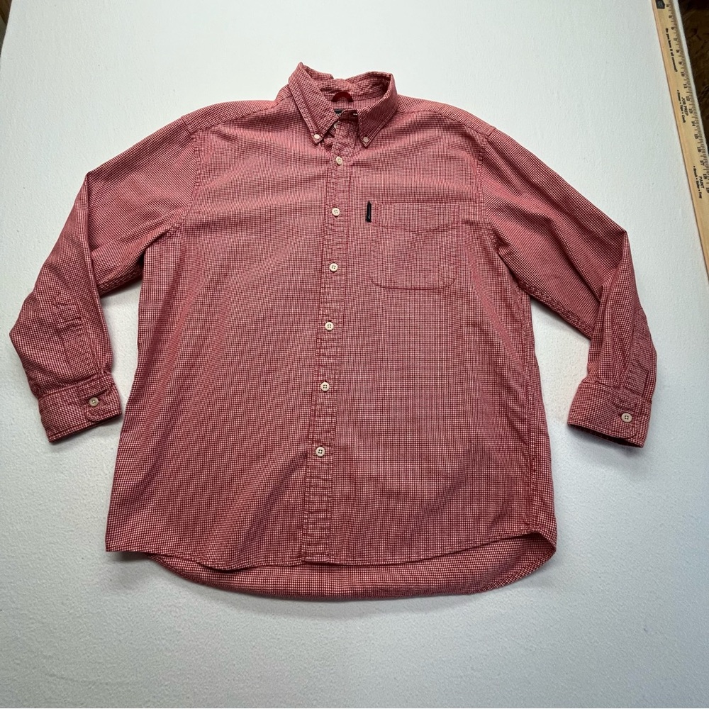 Abercrombie Long Sleeve Button Down Shirt Men's XL Red White Houndstooth Vintage